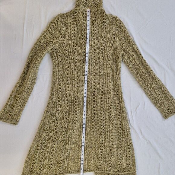 SUNDANCE Olive Loose Knit Mohair Cardigan Hoodie Long Length Petite Medium - Picture 11 of 11